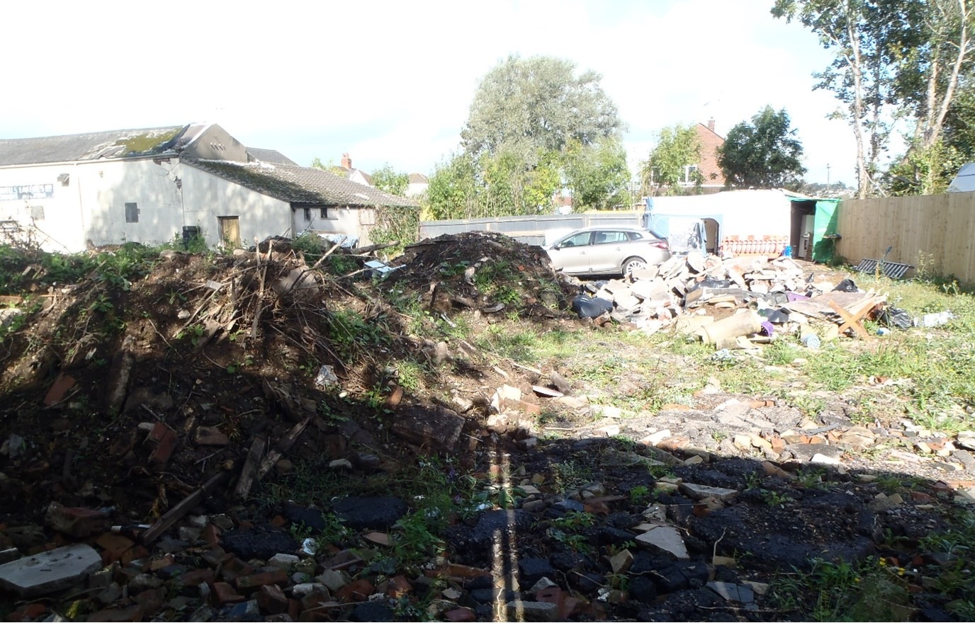 A mixed pile of waste at a property in Caerleon 