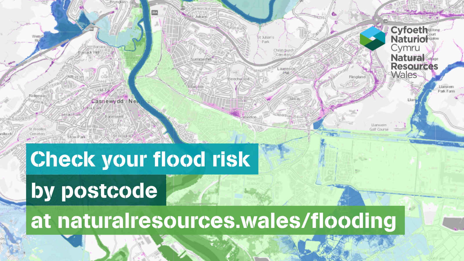 Graphic saying check your flood risk by postcode 