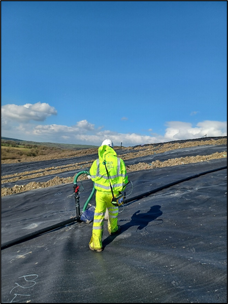NRW regulatory officer inspecting at Withyhedge Landfill
