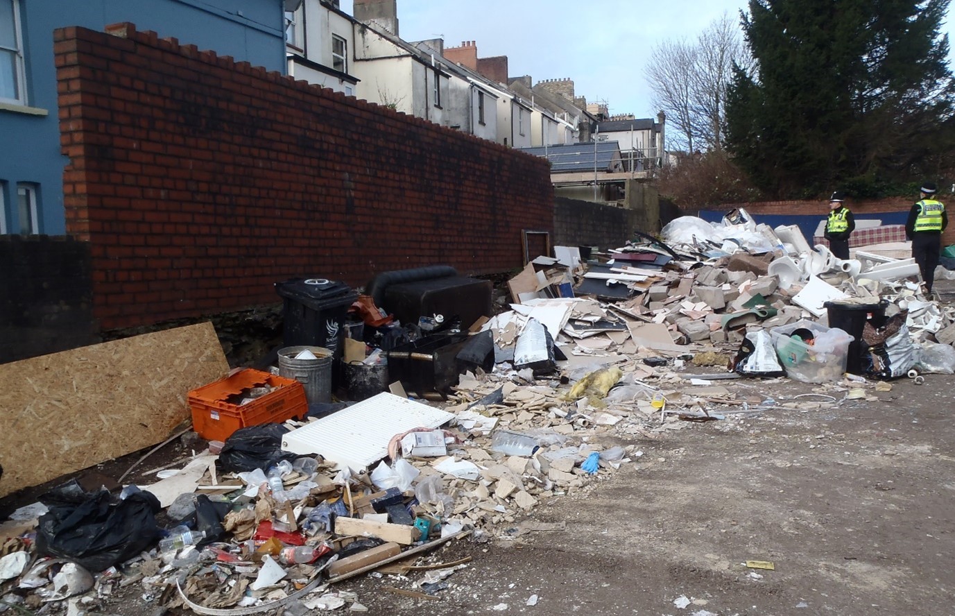 Large pile of waste found Courtybella Works Club in Newport
