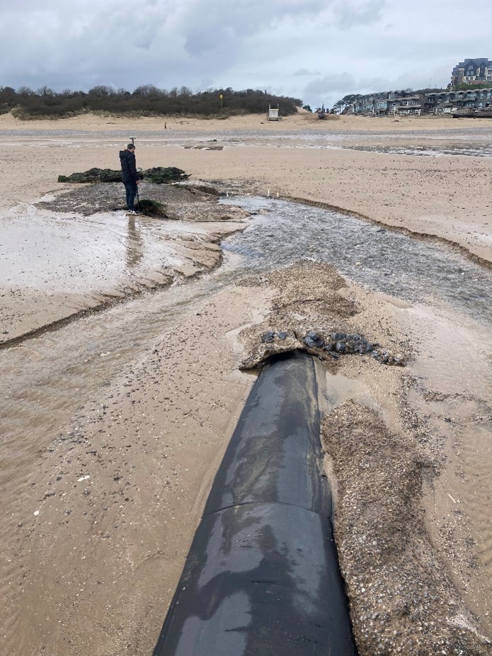 The suspected breach at Ritec culvert in Tenby