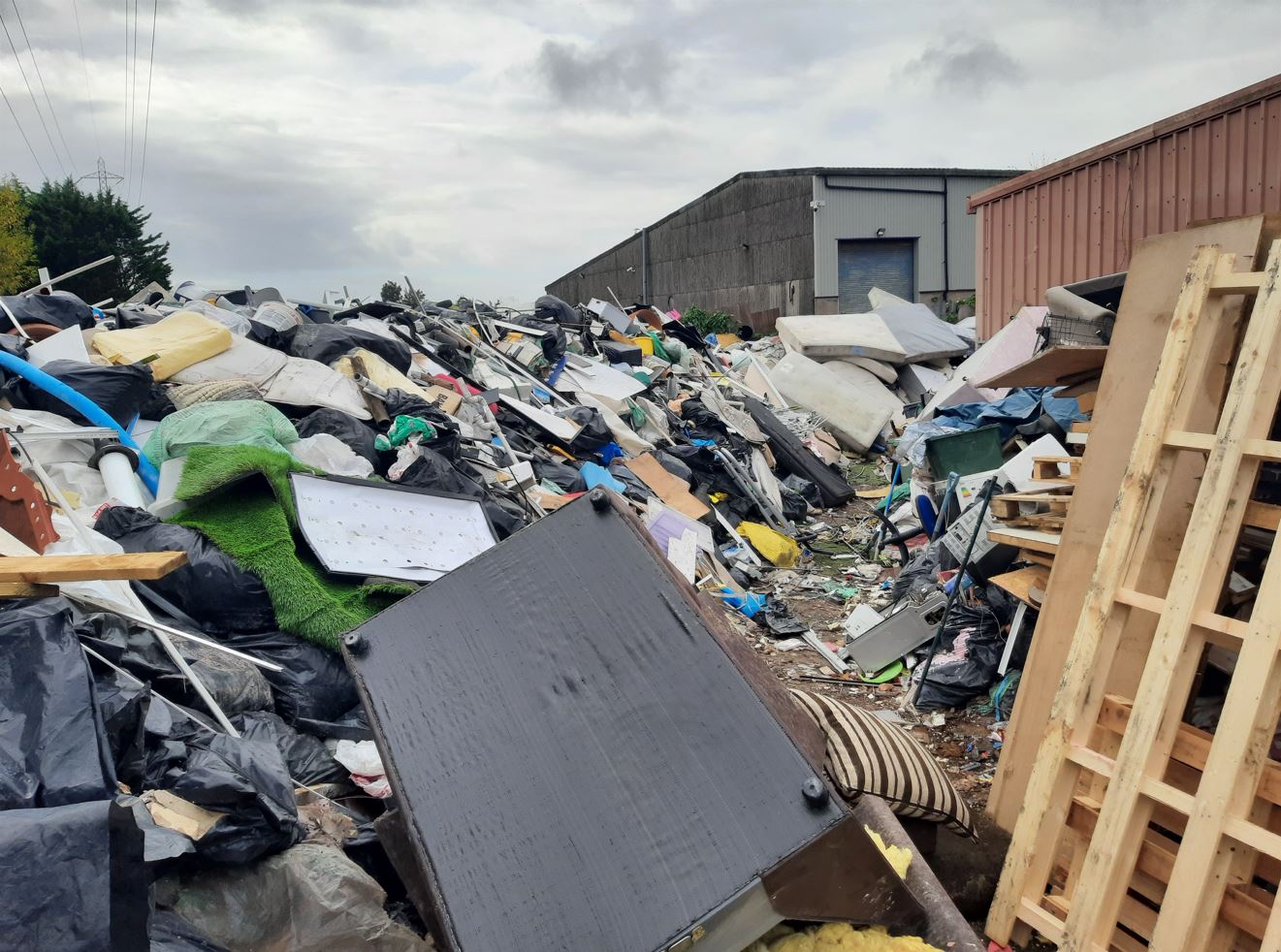A pile of illegally deposited waste