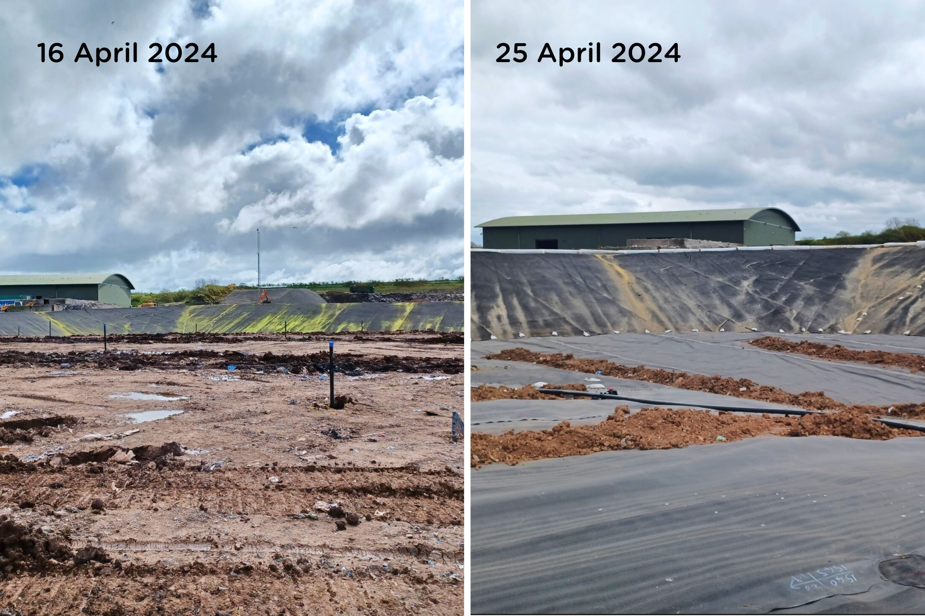 Withyhedge Landfill before and after photos of cell 8